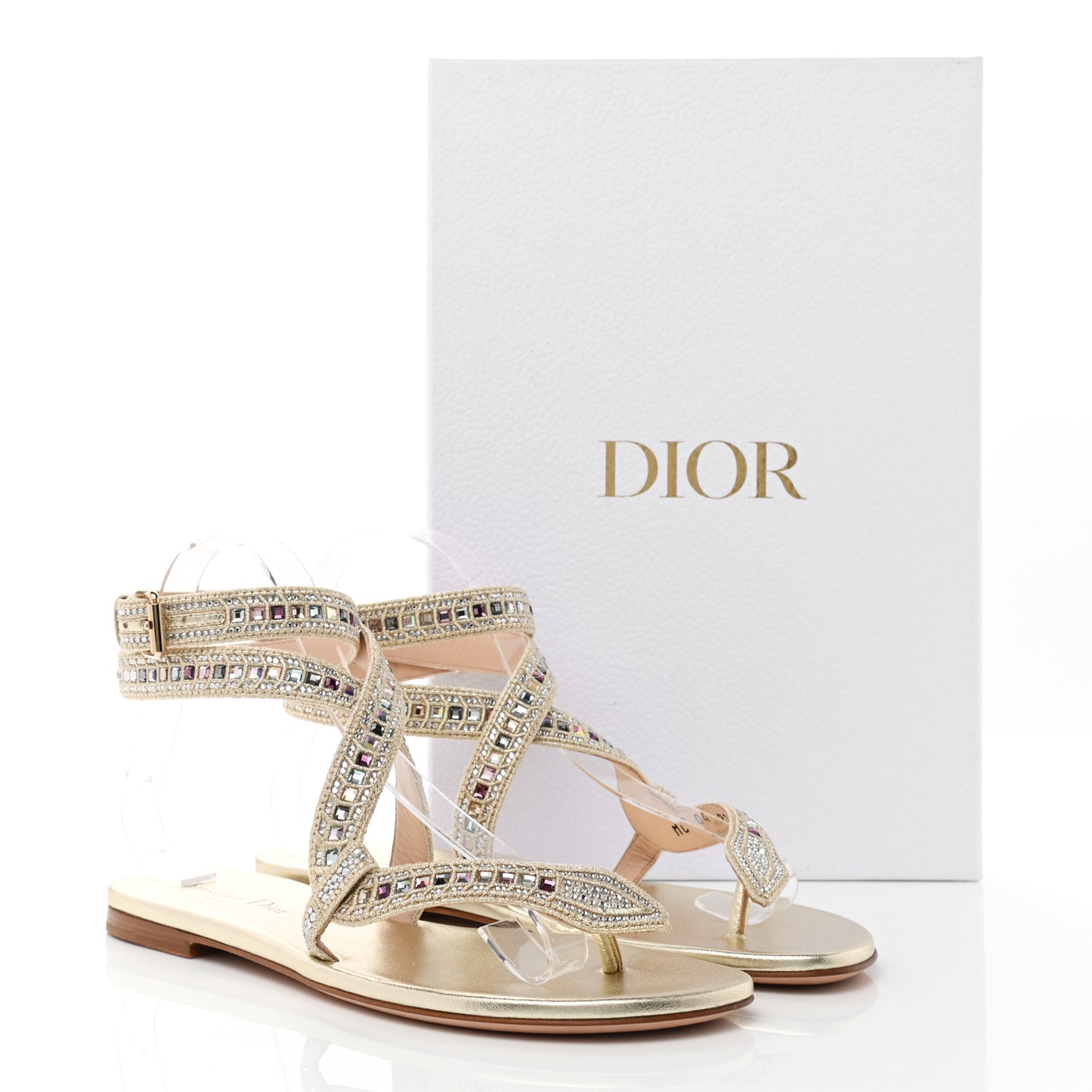 Metallic Cotton Embroidered Crystal Embellished Poison-D Sandal 37 Pale Gold