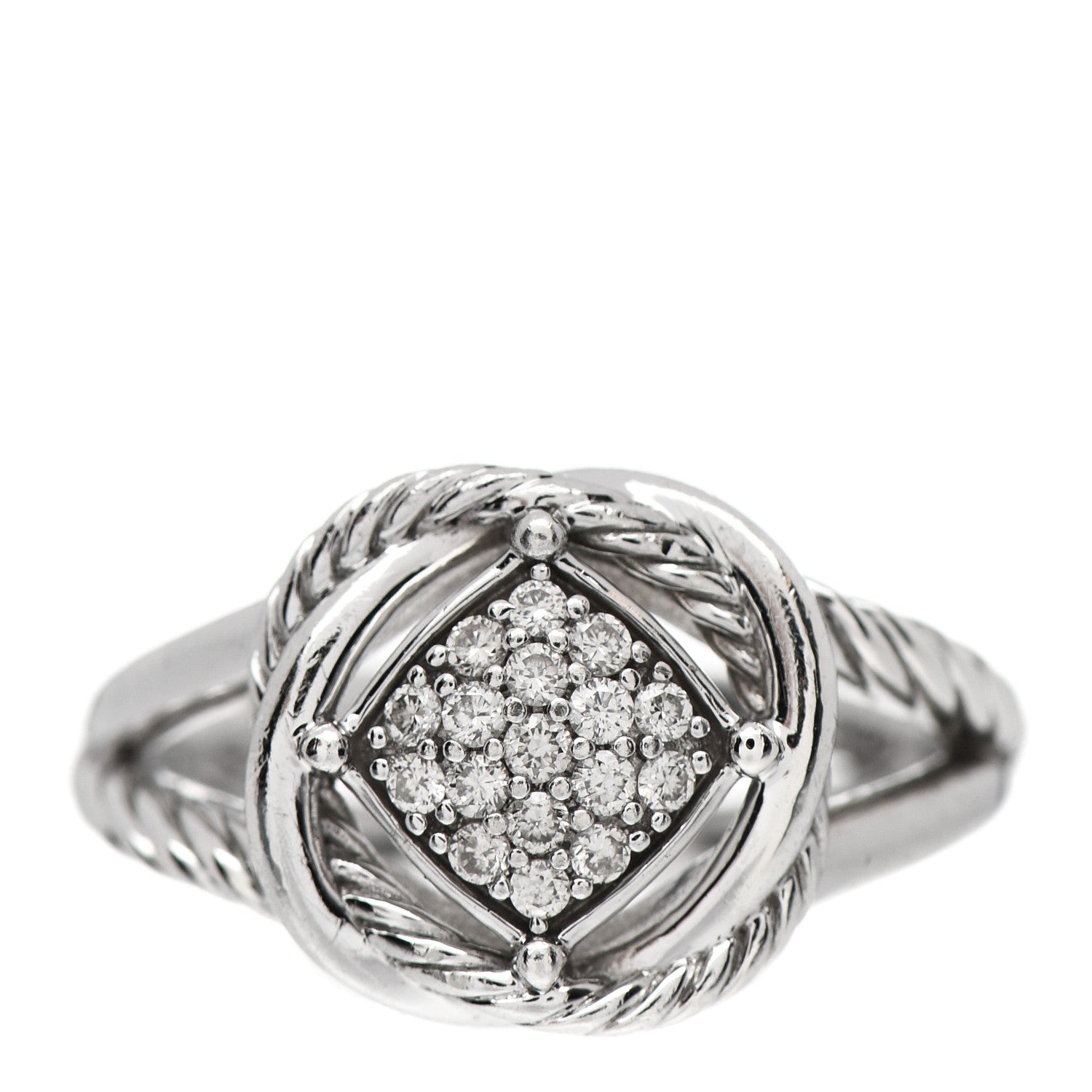 David Yurman Sterling Silver Diamond Pave 7mm Infinity Ring 52 6 1 of 6