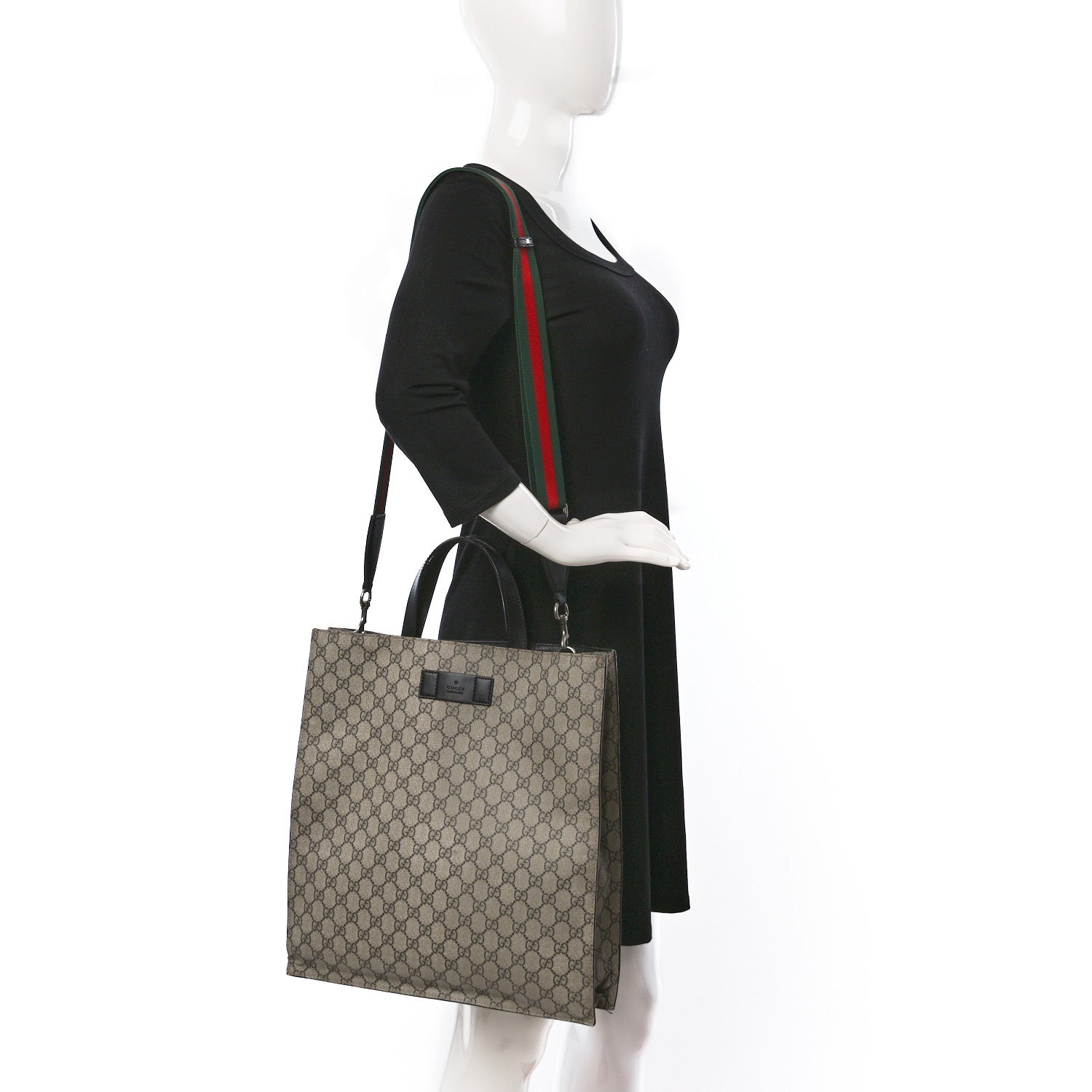 Gucci Soft GG Supreme Monogram Web Vertical Tote Black 2 of 9