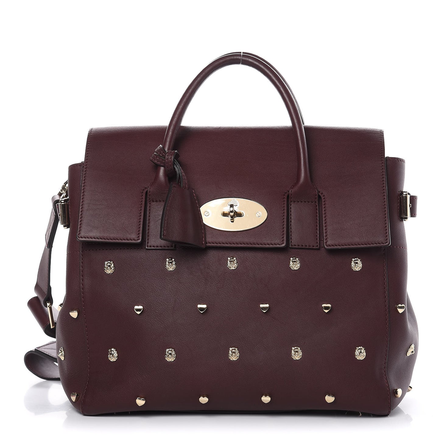 Calfskin Studded Medium Cara Delevingne Convertible Satchel Oxblood
