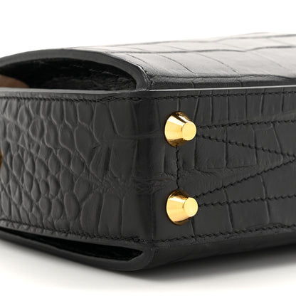 Alexander McQueen Calfskin Crocodile Embossed Box Shoulder Bag 19 Black 9 of 10