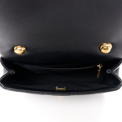 Chanel Lambskin Quilted Logo Flap With Handle Black 5 of 12