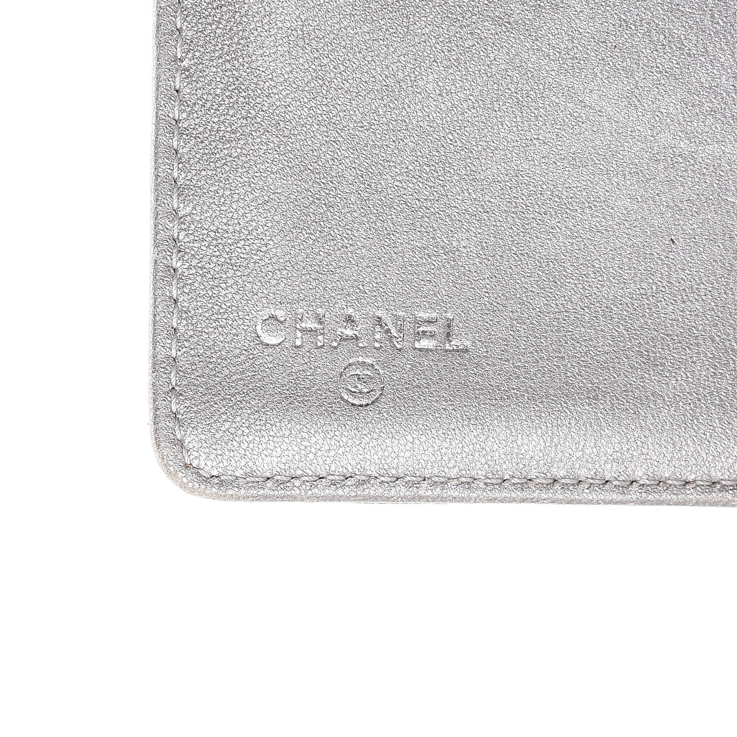 Chanel Lambskin Camellia Embossed Yen Wallet Black 7 of 15