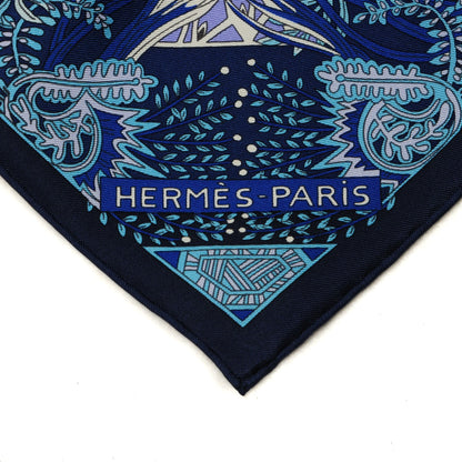 Hermes Silk Maitre de la Foret Scarf 90 Marine Lavande Turquoise 3 of 7