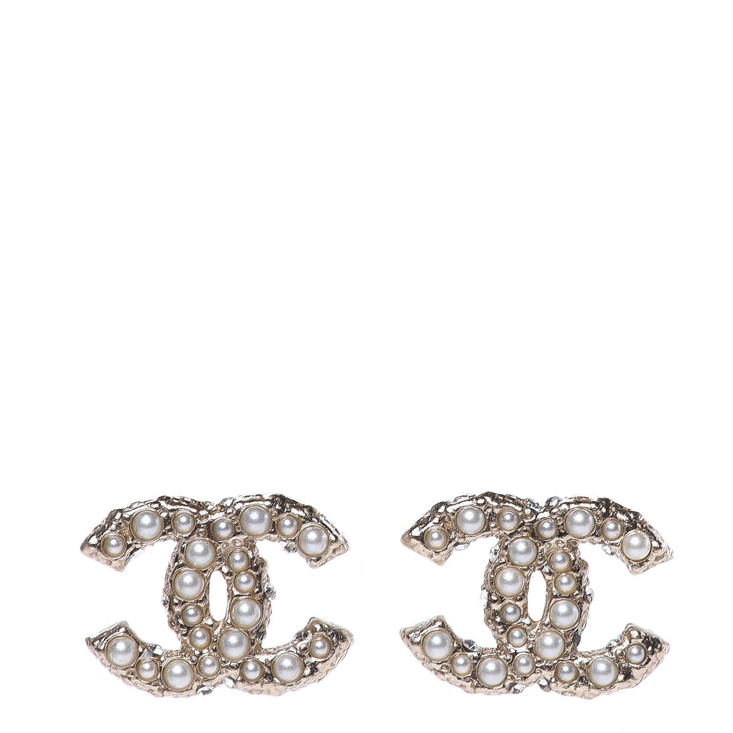 Pearl Crystal CC Earrings Light Gold