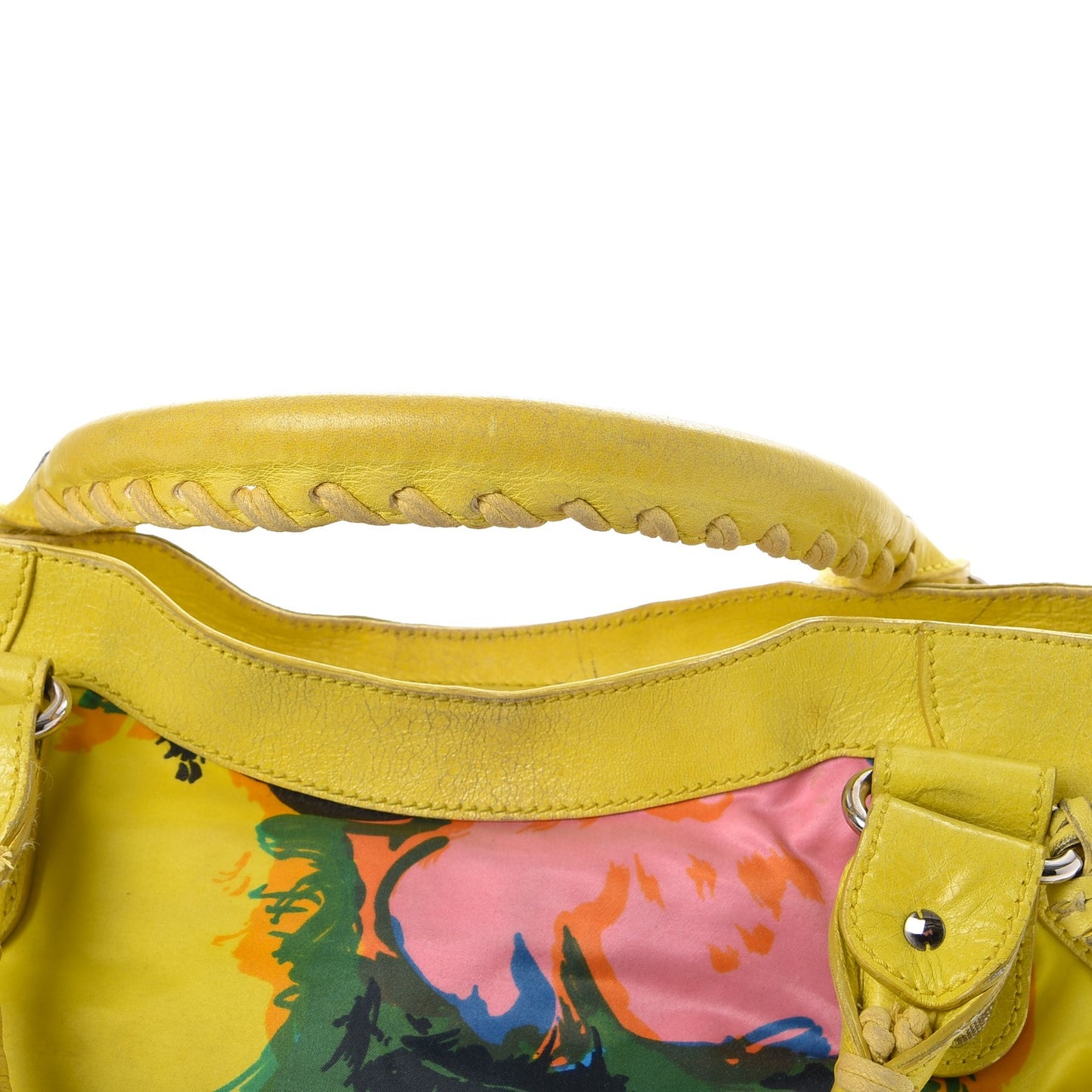 Agneau Canvas Floral Giant 21 Silver Hardware City Bouton D or