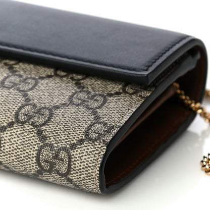 Gucci GG Supreme Monogram Moon Calfskin Padlock Continental Chain Wallet Beige Ebony Black 10 of 14