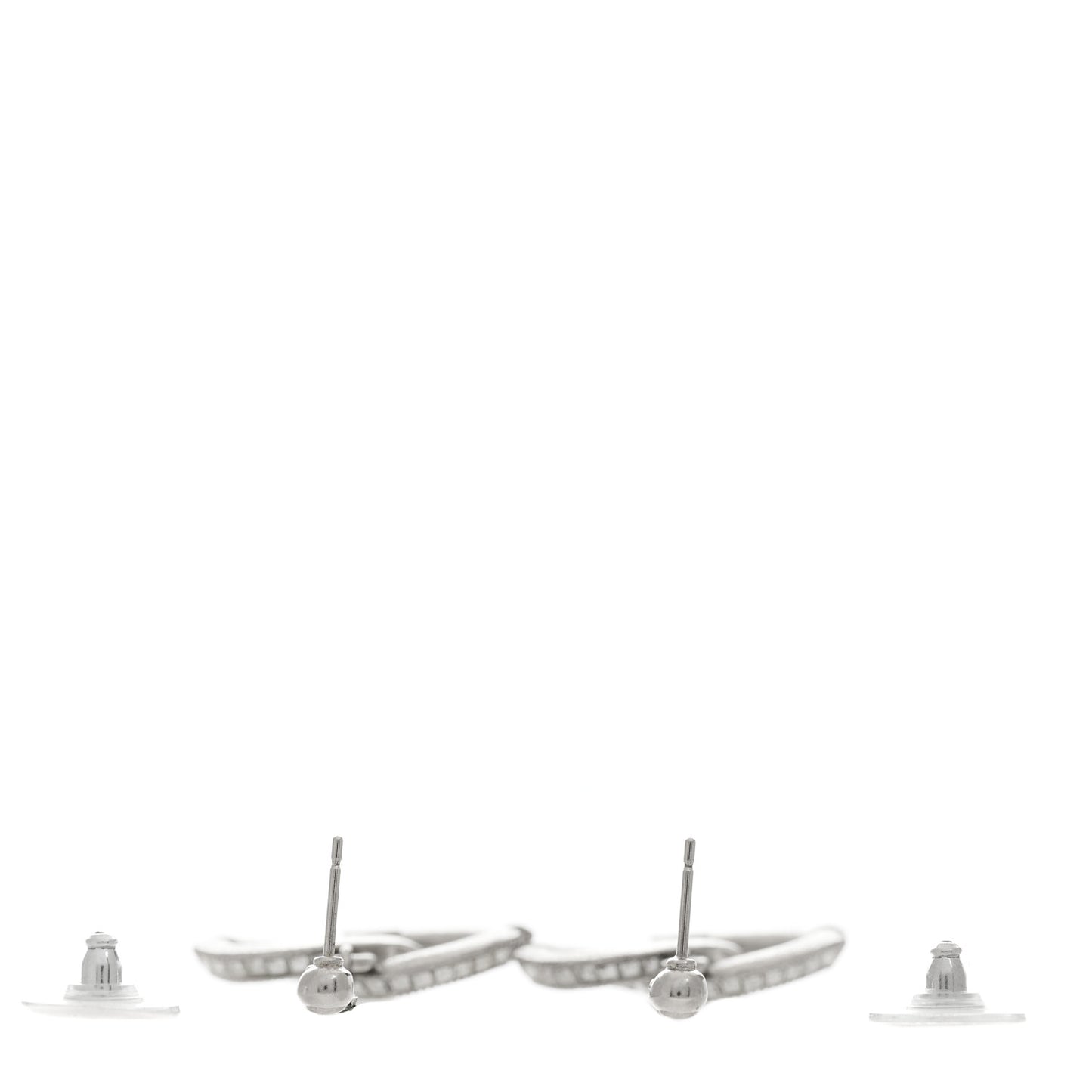Baguette Crystal Quilted CC Drop Earrings Silver