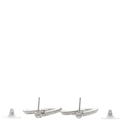 Chanel Baguette Crystal Quilted CC Drop Earrings Silver 4 of 6