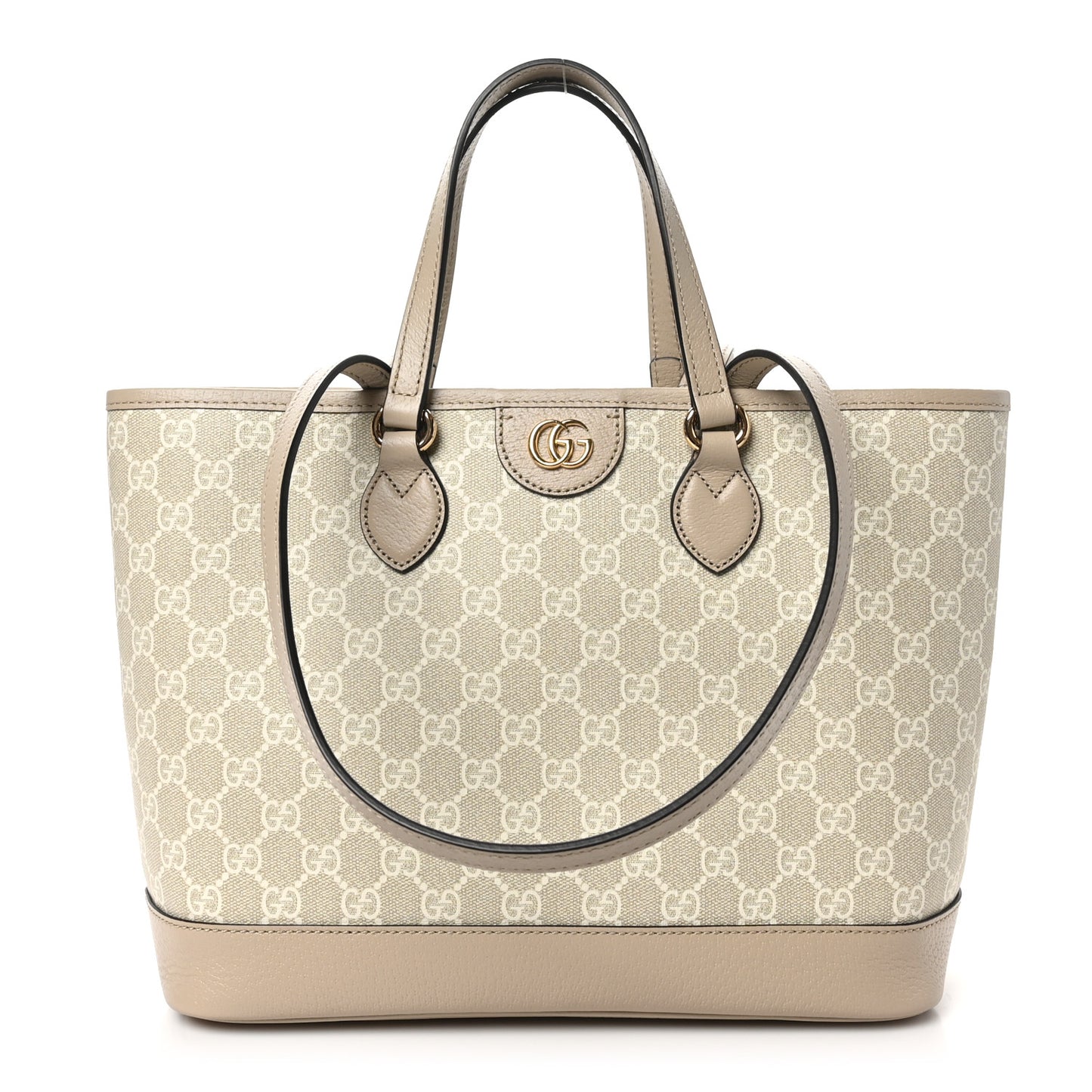 GG Supreme Monogram Textured Dollar Calfskin Small Ophidia Shoulder Tote Bag Beige Mystic White Oatmeal