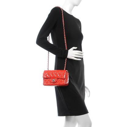 Chanel Patent Calfskin Quilted Mini Rectangular Flap Red 2 of 12