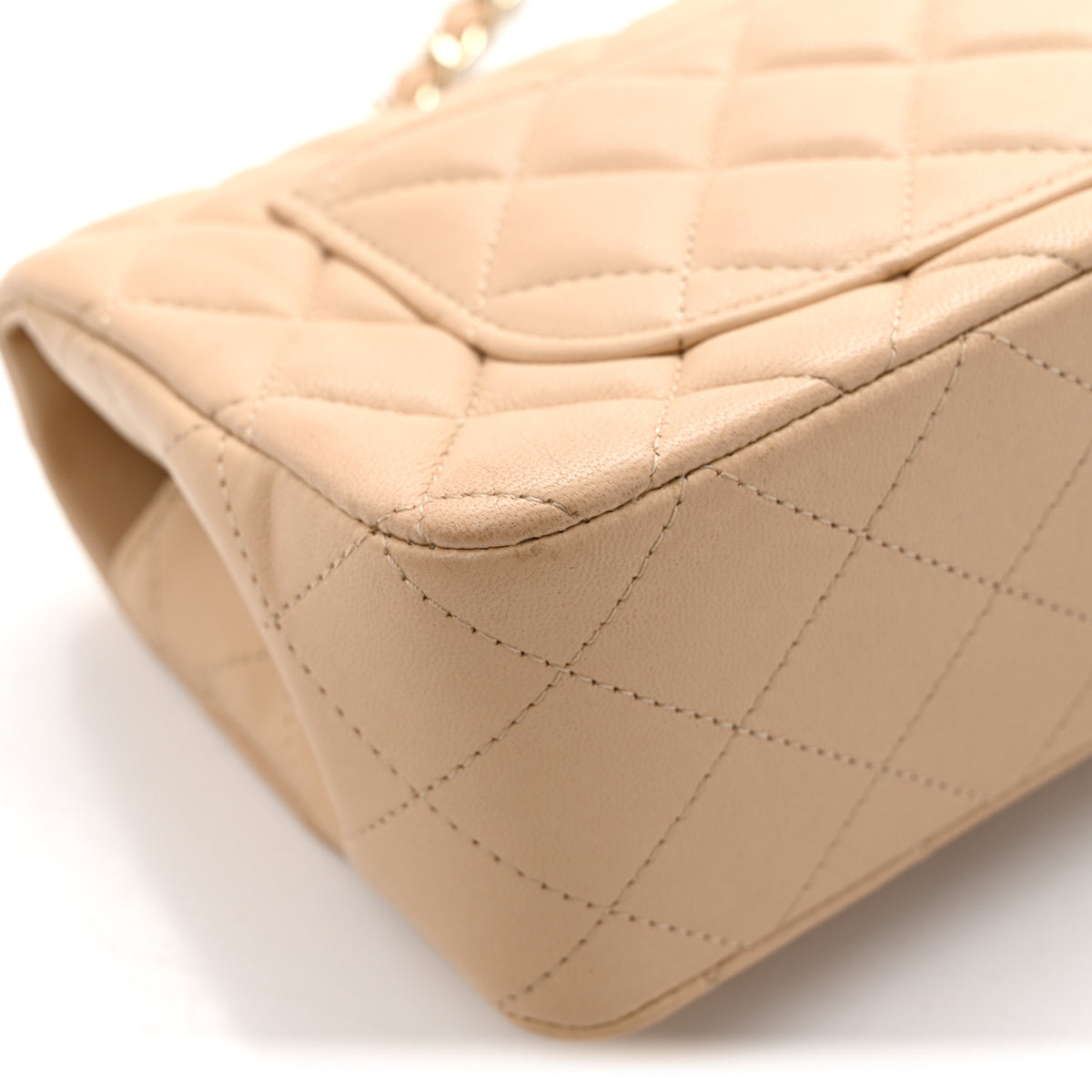 Chanel Lambskin Quilted Mini Rectangular Flap Beige 11 of 17