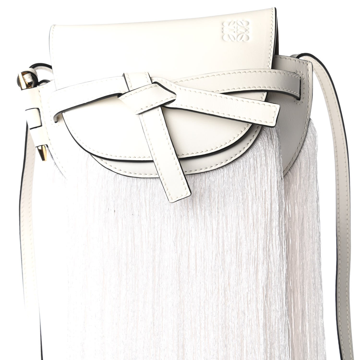 Loewe Calfskin Mini Fringe Gate Crossbody Bag White 10 of 10