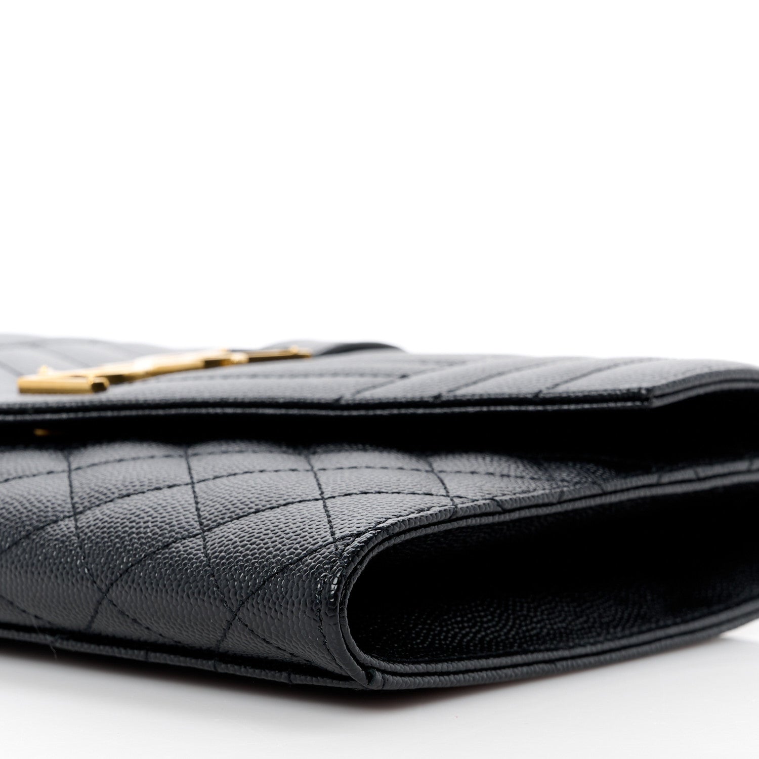 Saint Laurent Grain De Poudre Textured Mixed Matelasse Triquilt Monogram Clutch Black 10 of 11