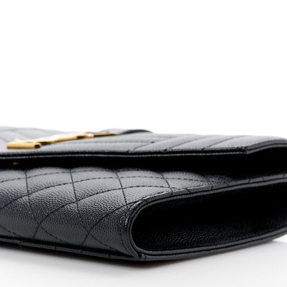 Saint Laurent Grain De Poudre Textured Mixed Matelasse Triquilt Monogram Clutch Black 10 of 11