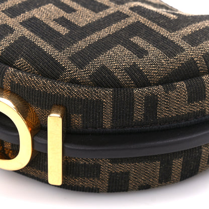 Fendi Fabric Jacquard FF 1974 Nano Fendigraphy Hobo Charm Tobacco Moro 10 of 10
