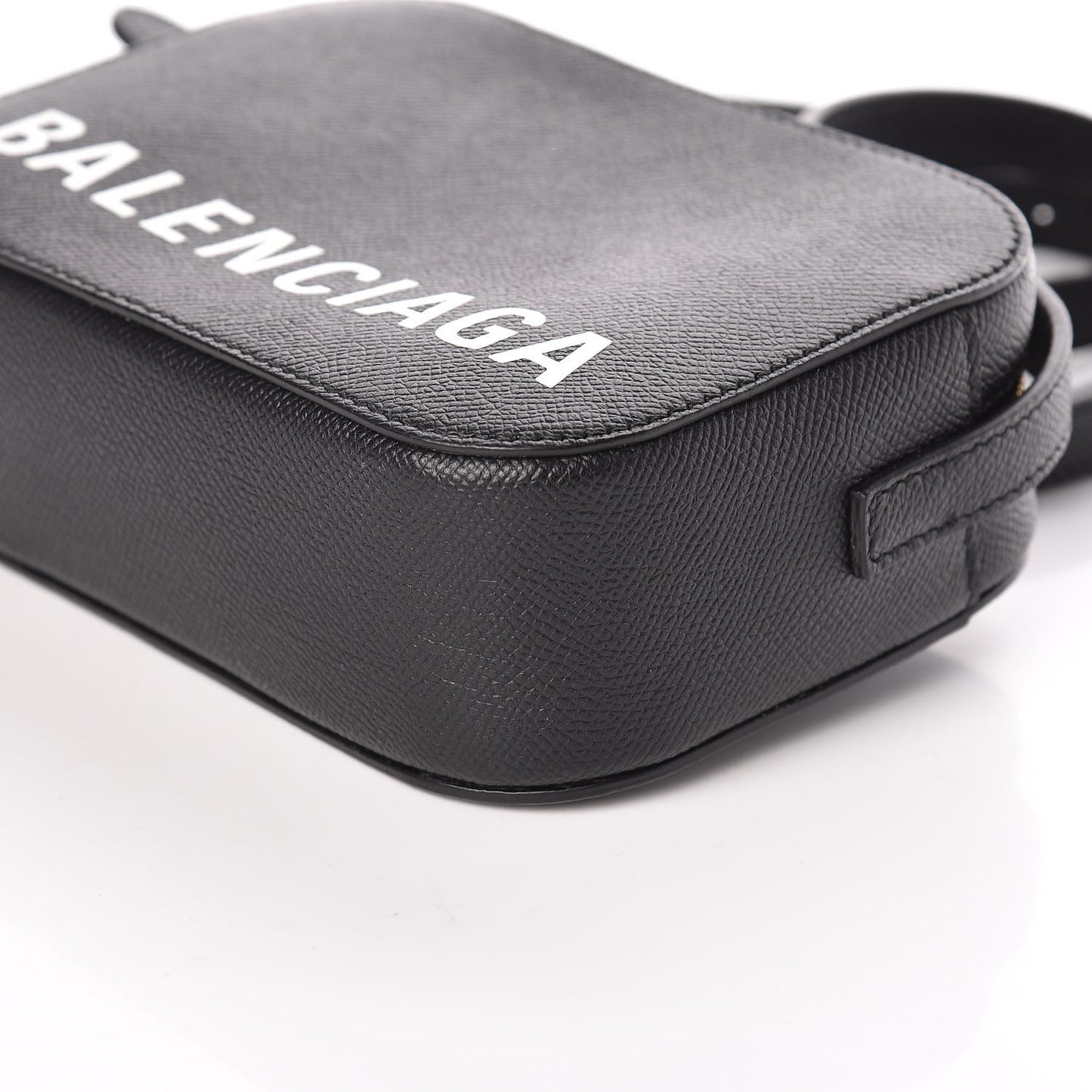 Signature Grained Calfskin Logo XS Ville Camera Bag Black White