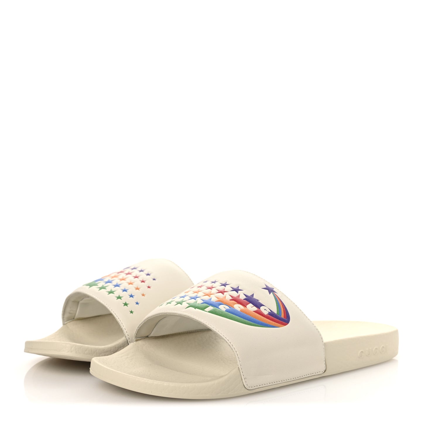 Nappa Interlocking G Rainbow Womens Pursuit Slide Sandals 41 Mystic White