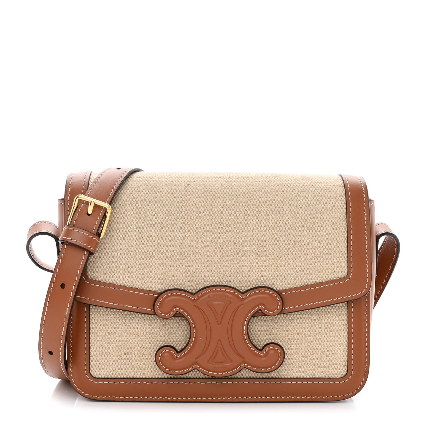 Textile Natural Calfskin Teen Triomphe Tan White