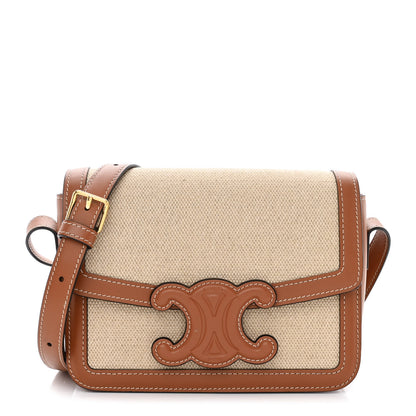 Celine Textile Natural Calfskin Teen Triomphe Tan White 1 of 13