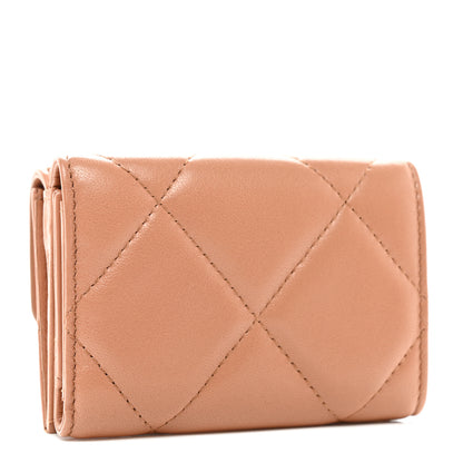 Chanel Goatskin Quilted Chanel 19 Small Flap Wallet Beige 3 of 8