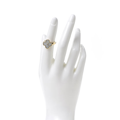 Van Cleef & Arpels 18K Yellow Gold Diamond Mother of Pearl Vintage Alhambra Ring 51 5.75 2 of 5