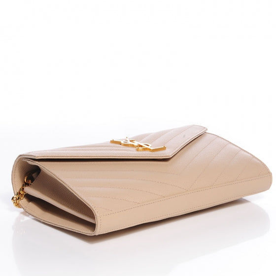 Saint Laurent Matelasse Chevron Monogram Chain Wallet Powder 4 of 9