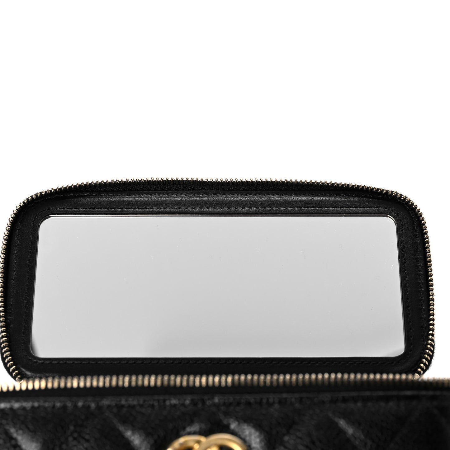 Shiny Caviar Quilted Pick Me Up Vanity Case Black