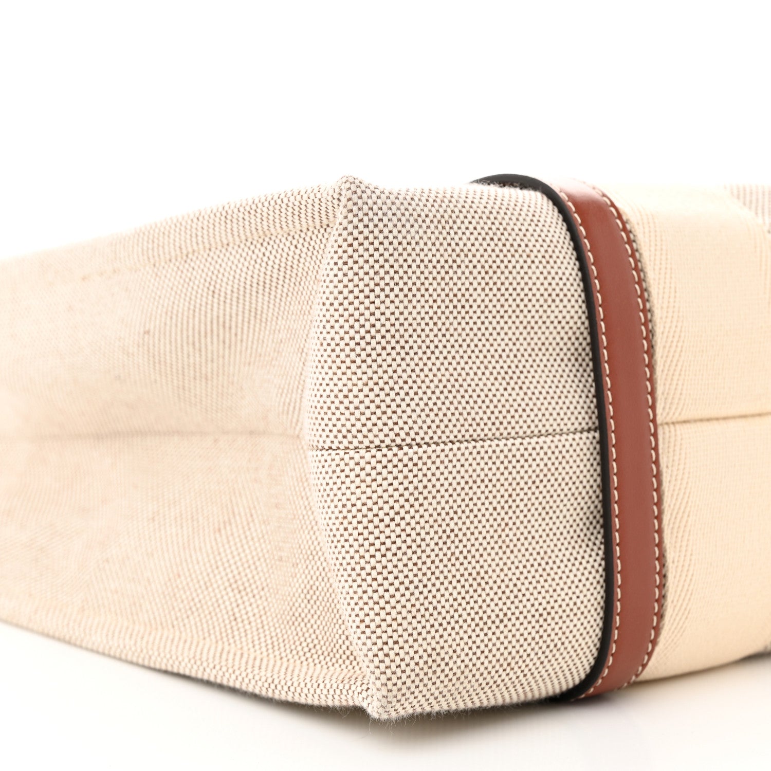 Chloe Cotton Calfskin Medium Woody Ribbon Tote White Brown 9 of 10