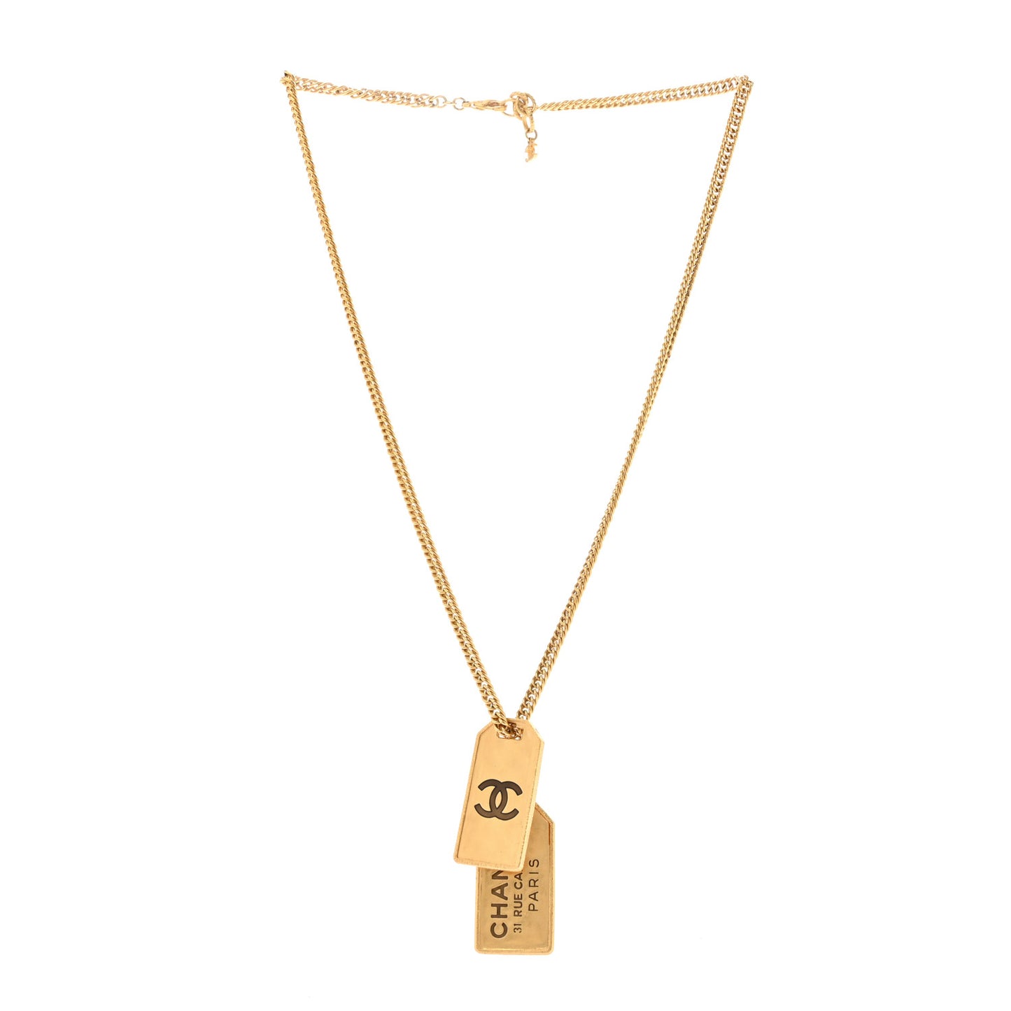 ID Dog Tag Charm Necklace Gold