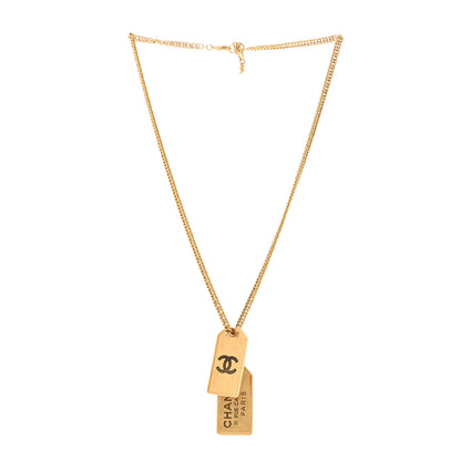 Chanel ID Dog Tag Charm Necklace Gold 3 of 6