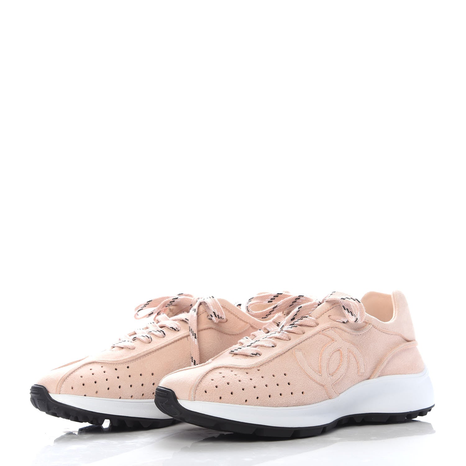 Chanel Suede Goatskin CC Sneakers 38.5 Light Pink 2 of 9