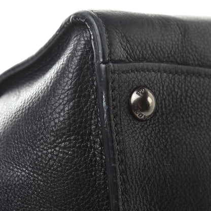 Prada Glace Calf Small Twin Pocket Tote Black 16 of 25