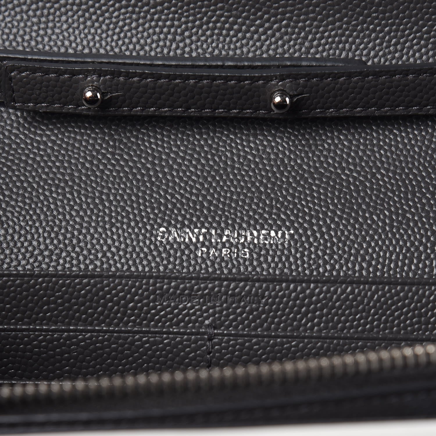 Saint Laurent Grain De Poudre Matelasse Chevron Monogram Chain Wallet Grey White 6 of 10