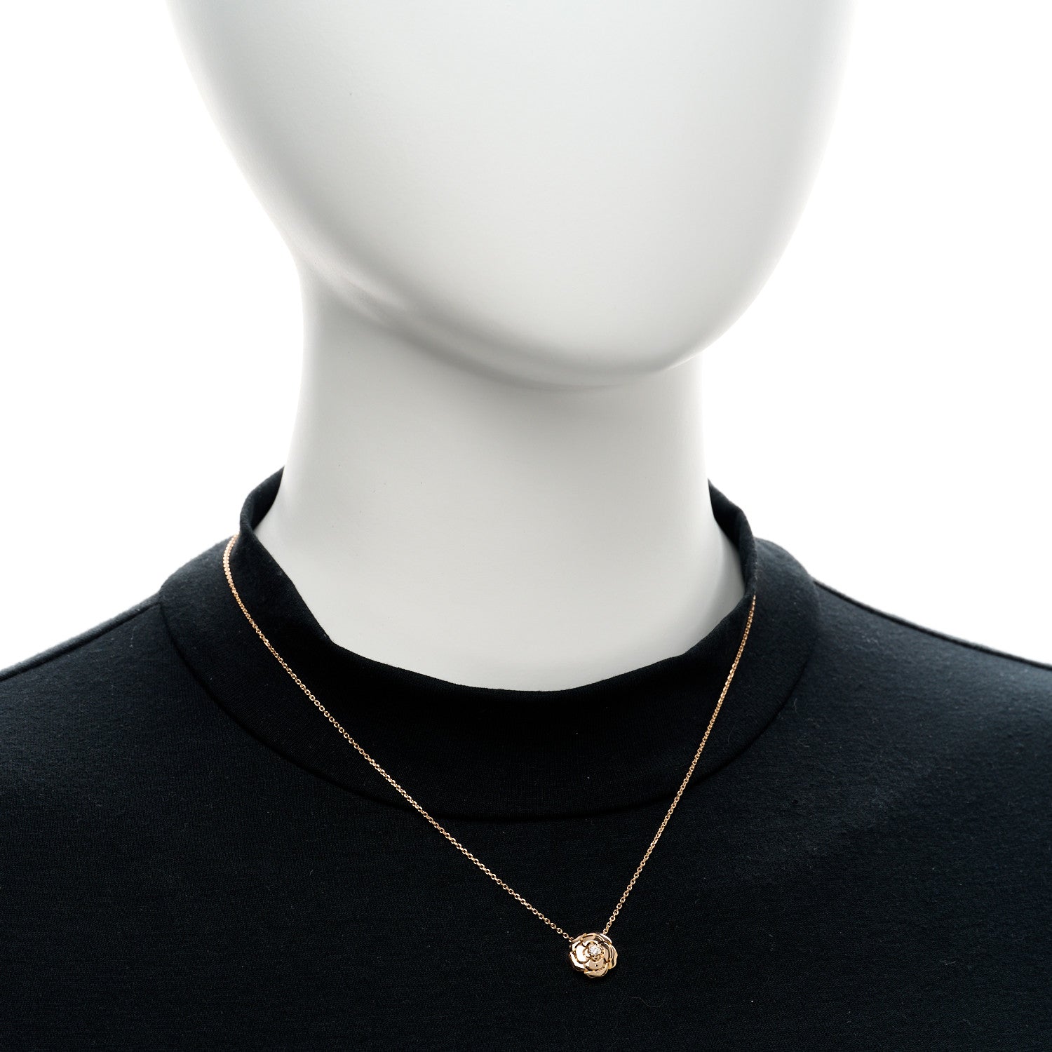 Chanel 18K Rose Gold Diamond Extrait de Camelia Pendant Necklace 2 of 5