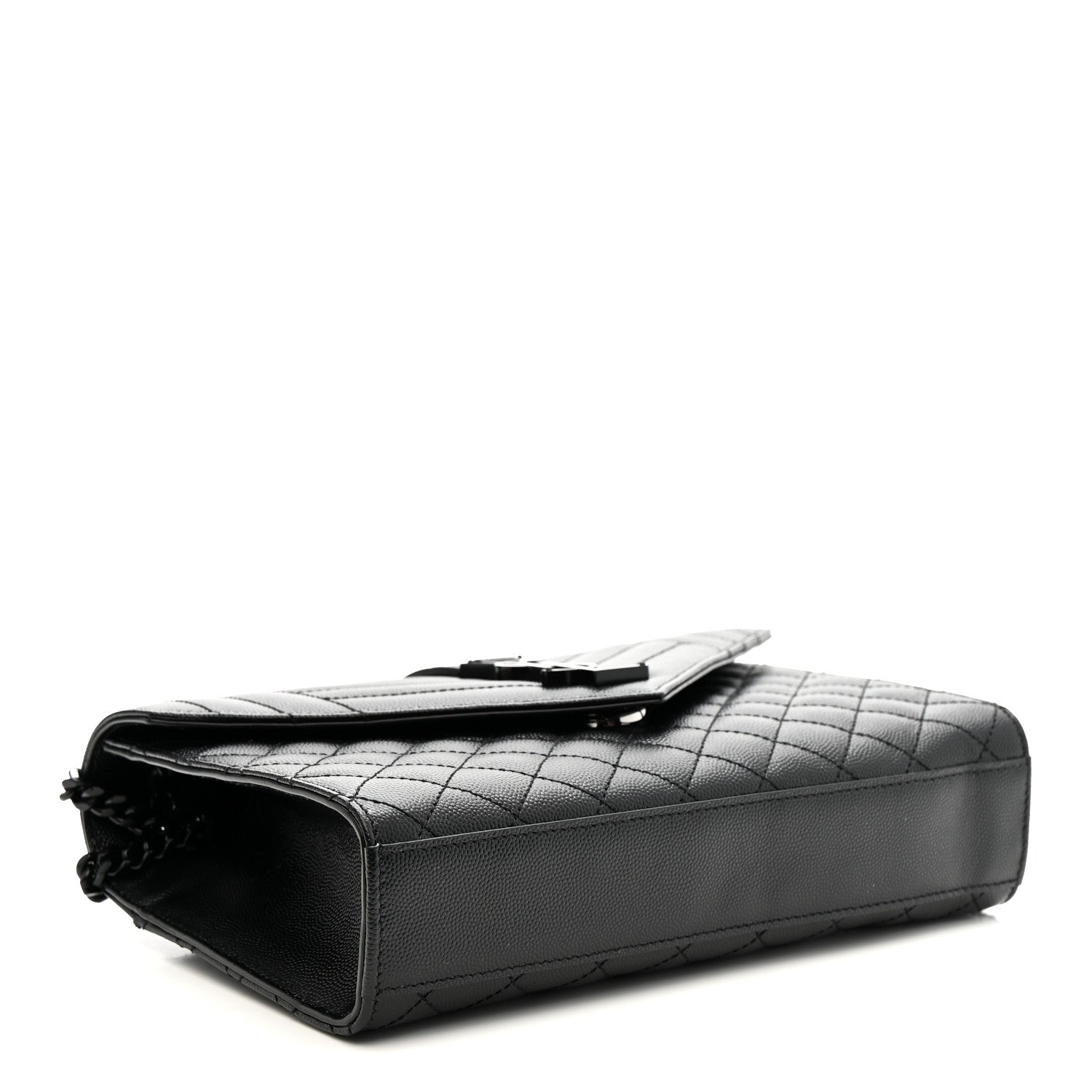 Saint Laurent Grain De Poudre Textured Mixed Matelasse Triquilt Medium Monogram Monochrome Satchel Black 7 of 19