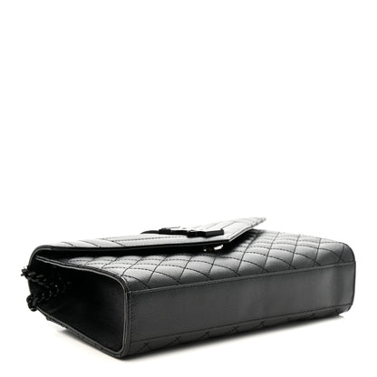 Saint Laurent Grain De Poudre Textured Mixed Matelasse Triquilt Medium Monogram Monochrome Satchel Black 7 of 19