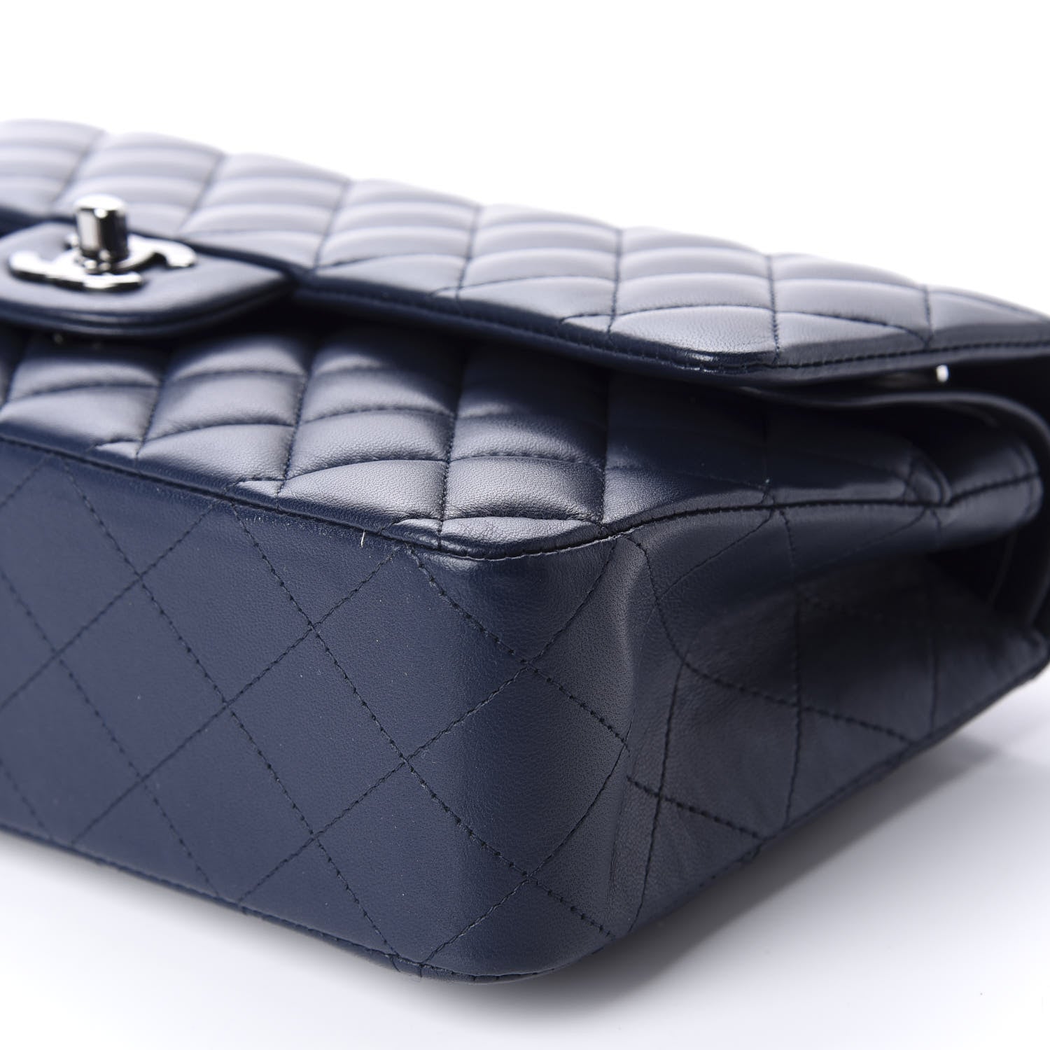 Chanel Lambskin Quilted Medium Double Flap Dark Blue 8 of 12