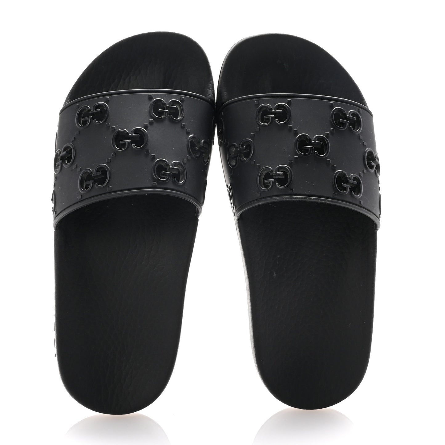 Rubber GG Monogram Perforated Womens Slide Sandals 35 Black