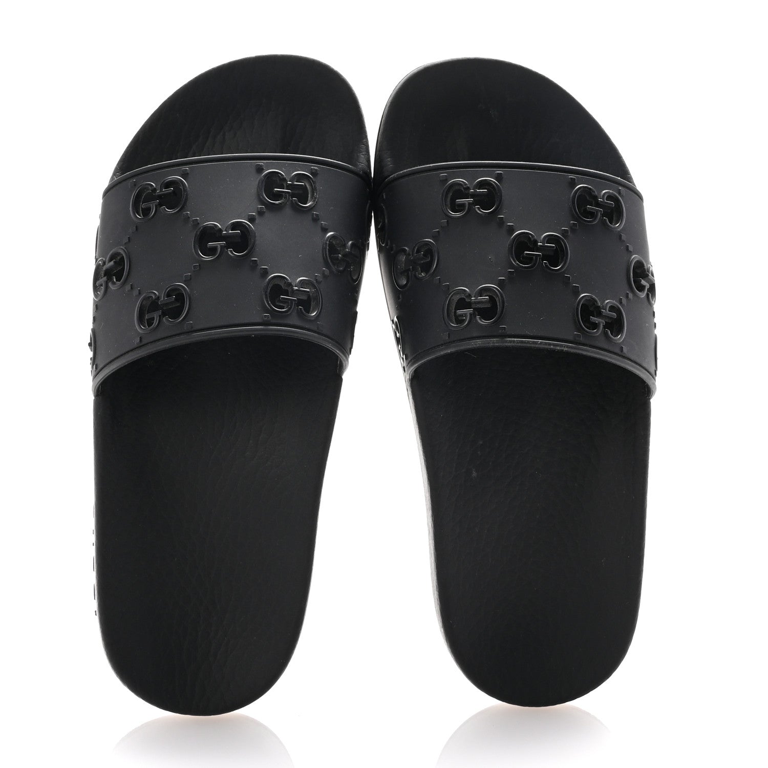 Gucci Rubber GG Monogram Perforated Womens Slide Sandals 35 Black 2 of 8