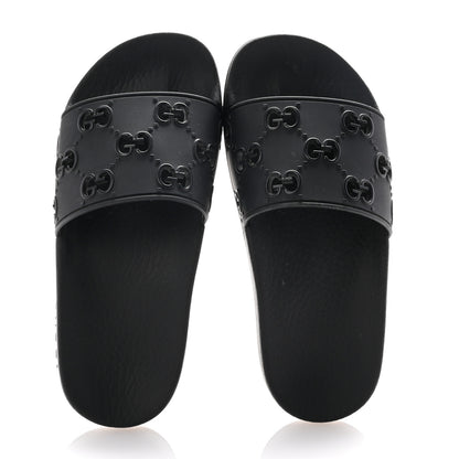 Gucci Rubber GG Monogram Perforated Womens Slide Sandals 35 Black 2 of 8