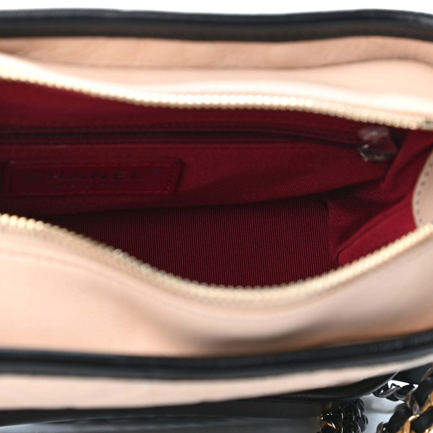 Aged Calfskin Quilted Small Gabrielle Hobo Beige Black