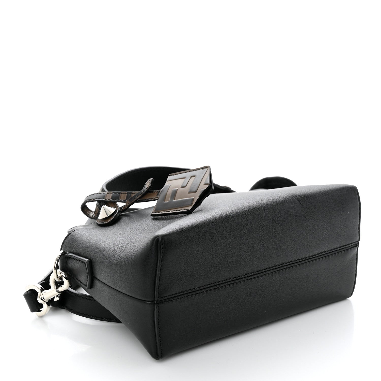 Fendi Vitello Dolce Bi-Color FF 1974 Embossed Mini By The Way Boston Bag Black Maya 4 of 11