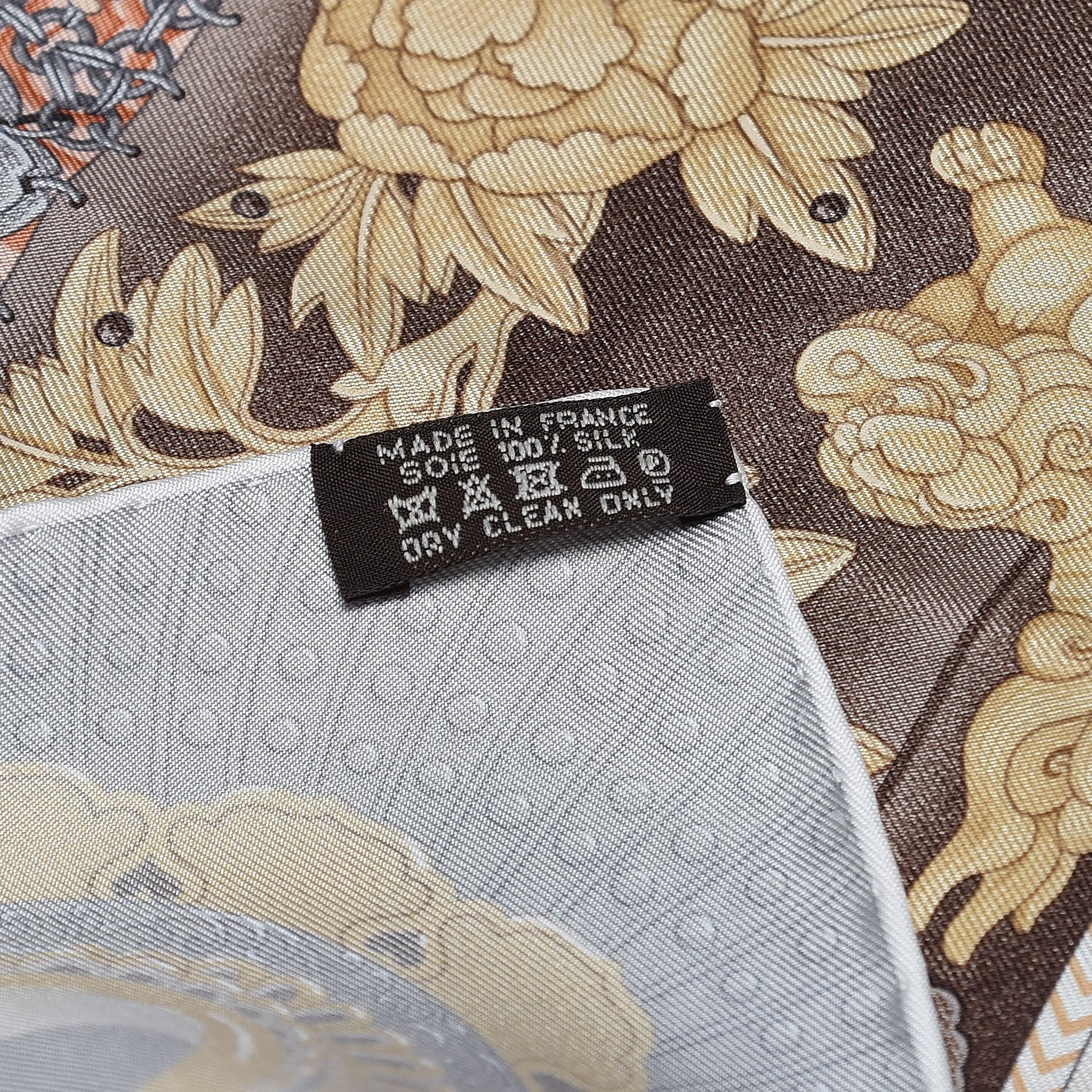 Hermes Silk Parures de Samourais Scarf 90 Bleu Ciel Vert Marron 4 of 4