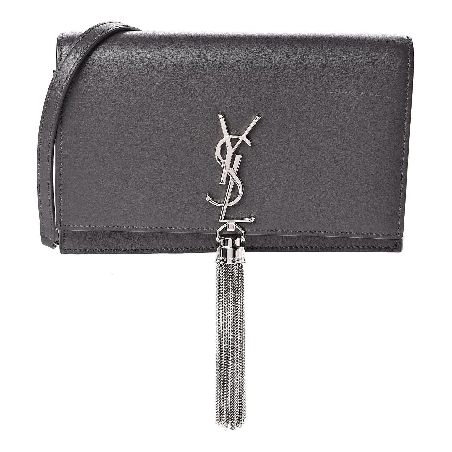 Smooth Calfskin Classic Monogram Kate Tassel Chain Wallet Asphalt