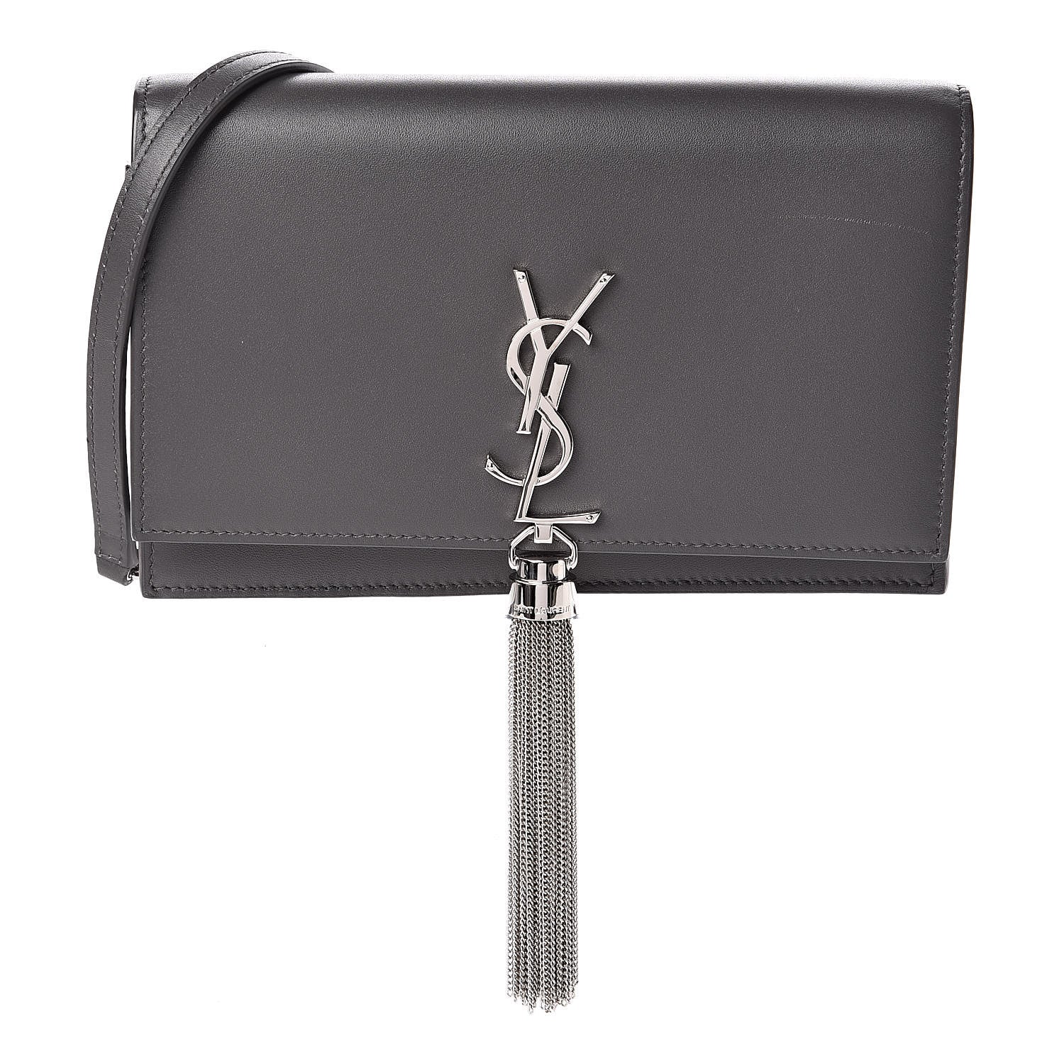 Saint Laurent Smooth Calfskin Classic Monogram Kate Tassel Chain Wallet Asphalt 1 of 10