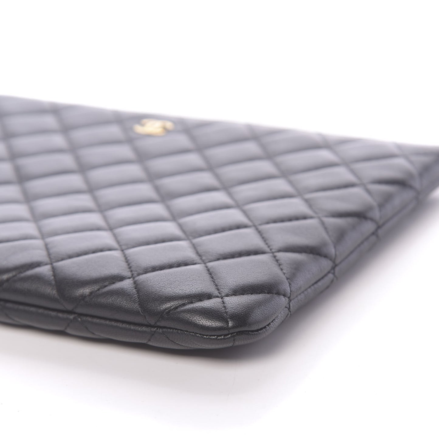 Lambskin Quilted Medium Cosmetic Case Black