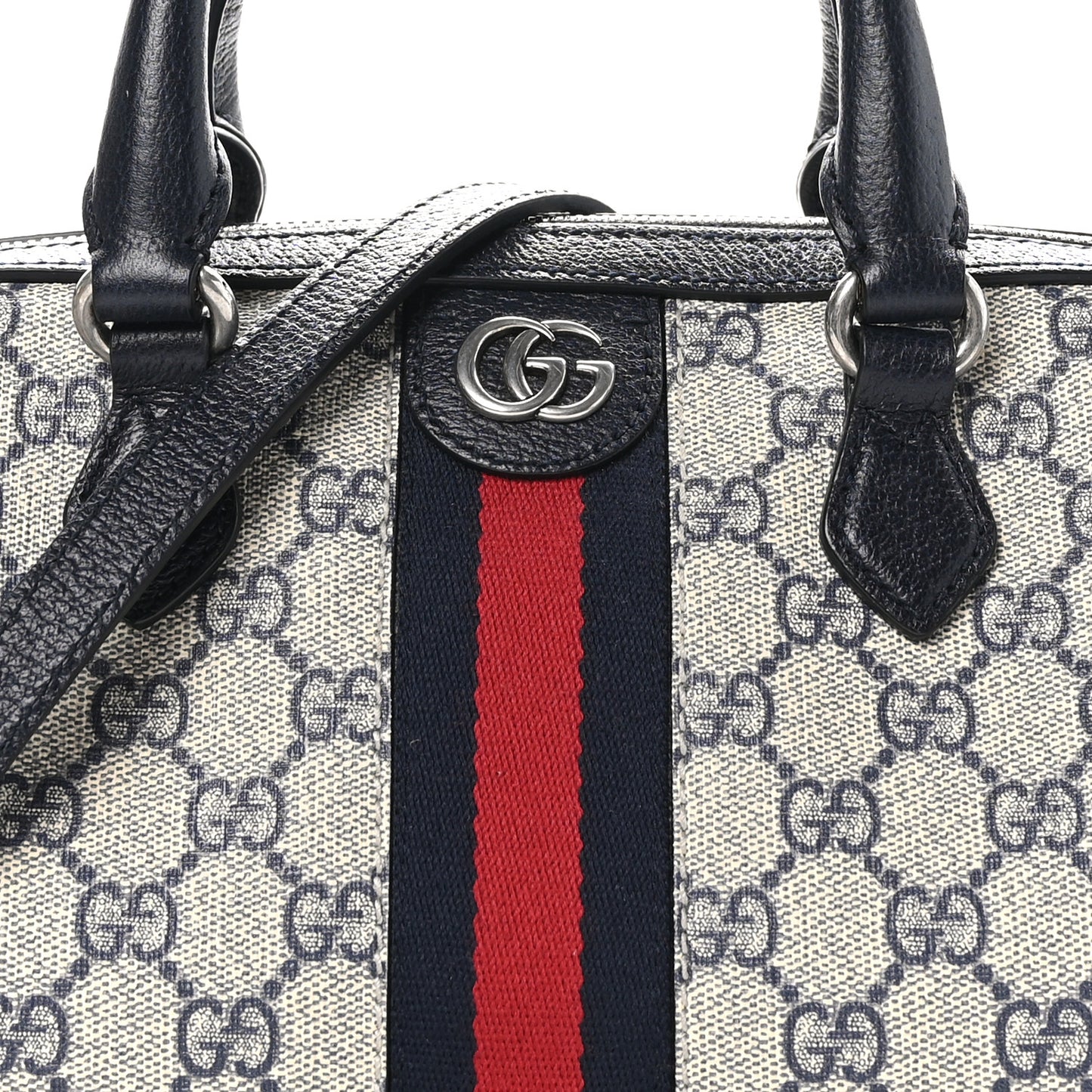 GG Supreme Monogram Web Small Ophidia Top Handle Bag Beige Blue