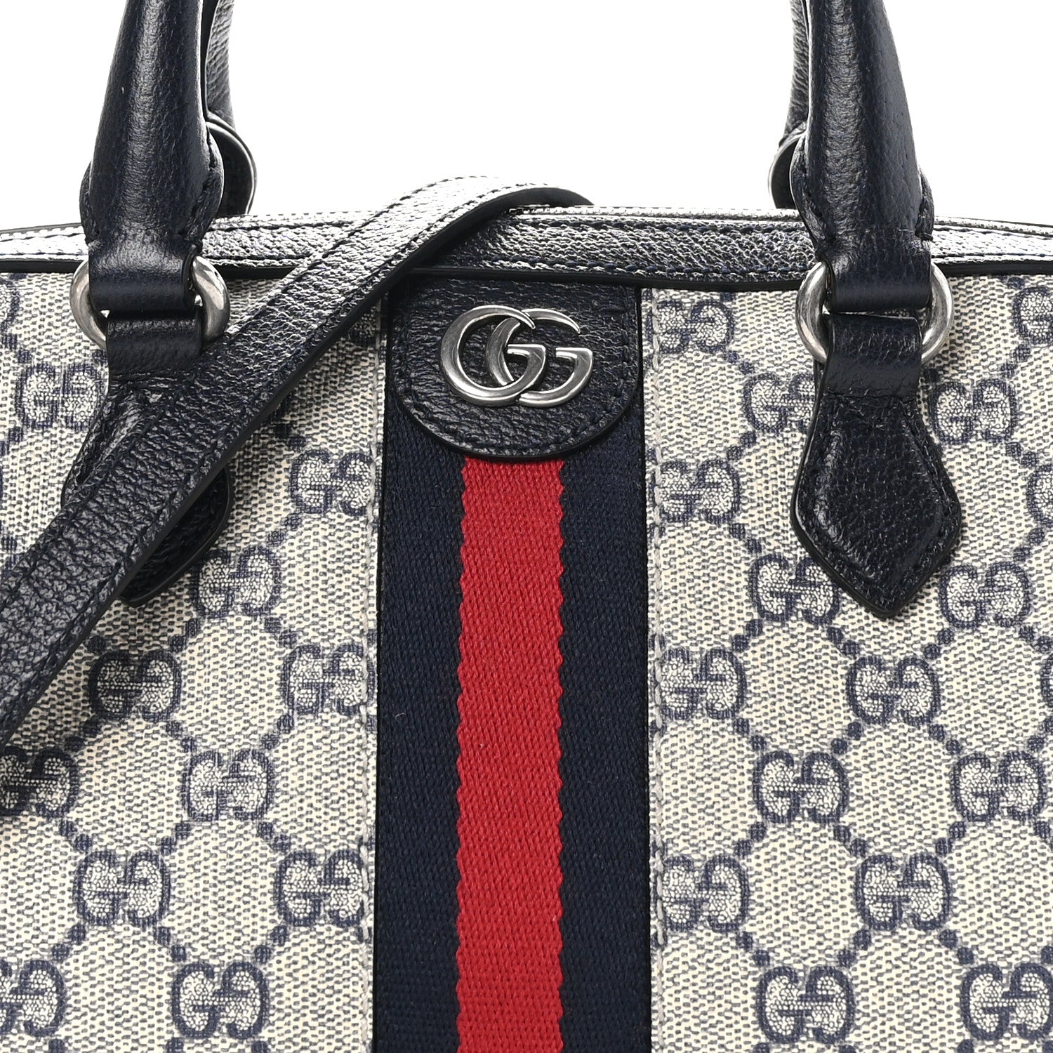 Gucci GG Supreme Monogram Web Small Ophidia Top Handle Bag Beige Blue 8 of 12