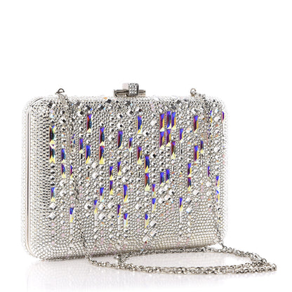 Judith Leiber Crystal Embellished Slim Slide Minaudiere Clutch Silver 3 of 12